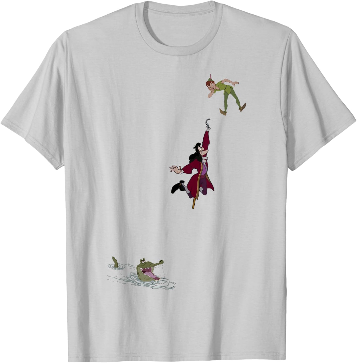 Disney Peter Pan Hook Falling to The Alligator Small T-Shirt - T-Shirt | Ash