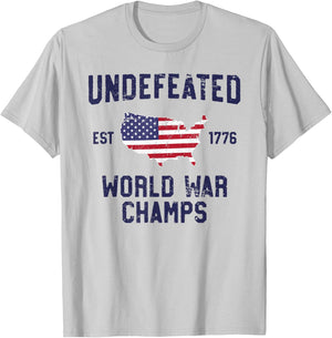 Undefeated World War Champs T Shirt 4th of July 1776 T-Shirt - T-Shirt | Ash