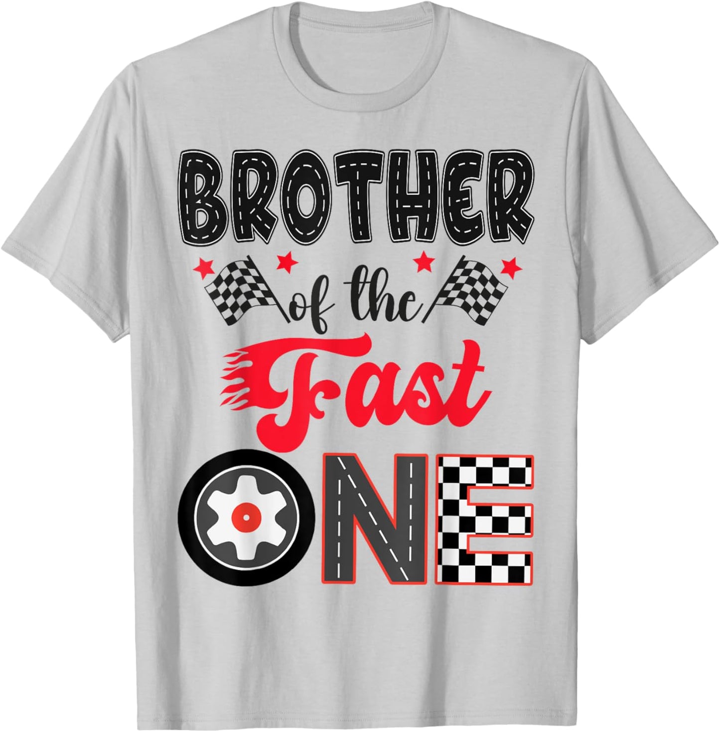 Brother Of The Fast One Car Racing Dad 1St Birthday Boy T-Shirt - T-Shirt | Ash