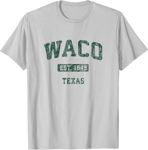 Waco Texas TX Vintage Athletic Sports Design T-Shirt - T-Shirt | Ash
