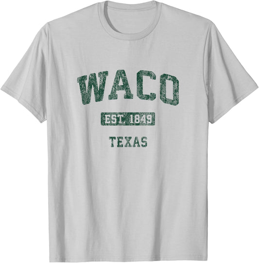 Waco Texas TX Vintage Athletic Sports Design T-Shirt - T-Shirt | Ash