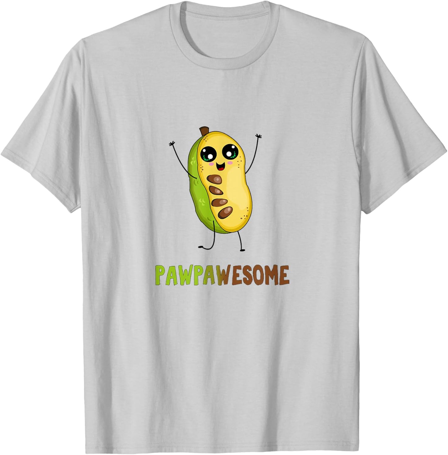 Pawpaw Fruit with Cute Cartoon Paw Paw Awesome Pun T-Shirt - T-Shirt | Ash