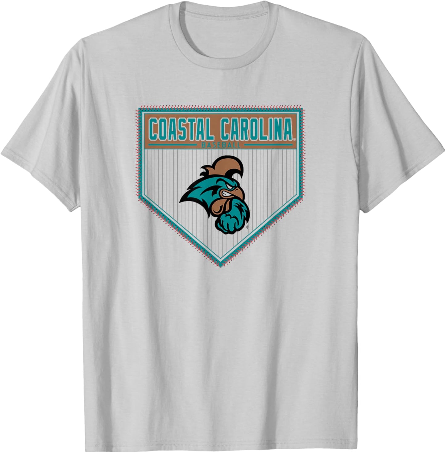 Coastal Carolina Chanticleers Baseball Homeplate White T-Shirt - T-Shirt | Ash