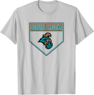 Coastal Carolina Chanticleers Baseball Homeplate White T-Shirt - T-Shirt | Ash