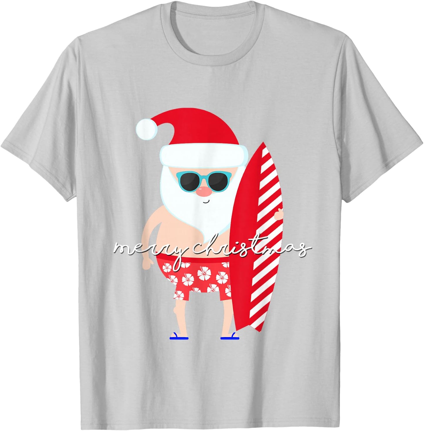 Surfer Santa Surfing Matching Family for Christmas Vacation T-Shirt - T-Shirt | Ash