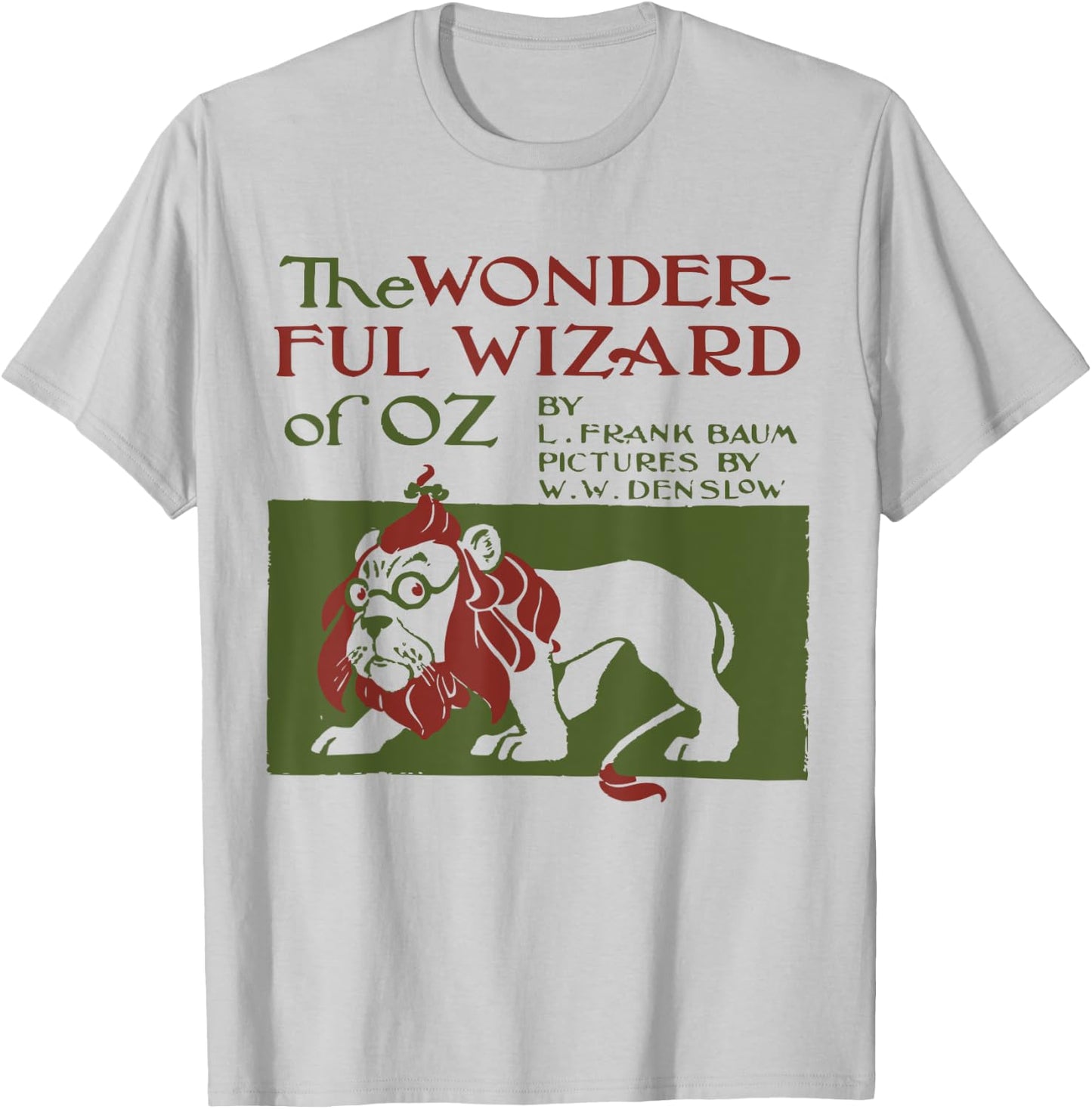 Vintage Classic Book Cover Wizard of Oz, Cowardly Brave Lion T-Shirt - T-Shirt | Ash
