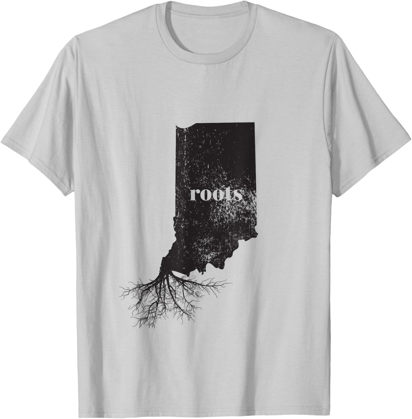 Indiana Roots State Map Shirt Home Grown Love Pride Gift T-Shirt - T-Shirt | Ash