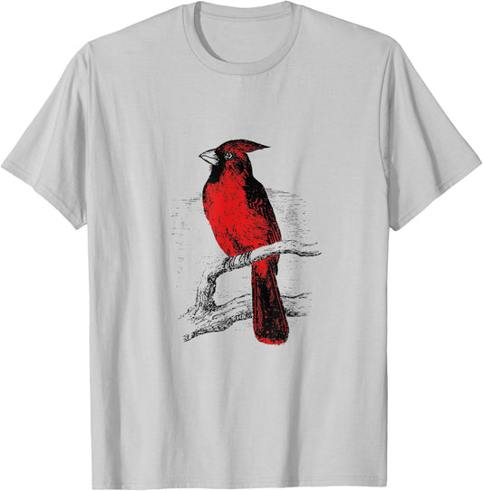 Red Cardinal Bird love bird watching Vintage T-Shirt - T-Shirt | Ash