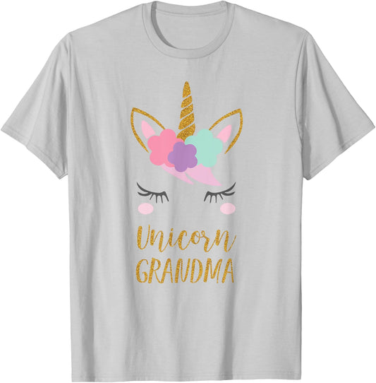 Grandma Unicorn Shirt, Cute Unicorn Grandma Gift T-Shirt - T-Shirt | Ash