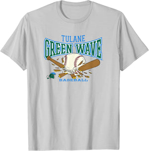 Tulane Green Wave Baseball Bite Gray Officially Licensed T-Shirt - T-Shirt | Ash