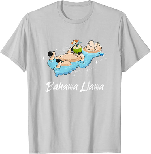 Bahama Llama Shirt Funny Alpaca beach vacation Summer Girl T-Shirt - T-Shirt | Ash