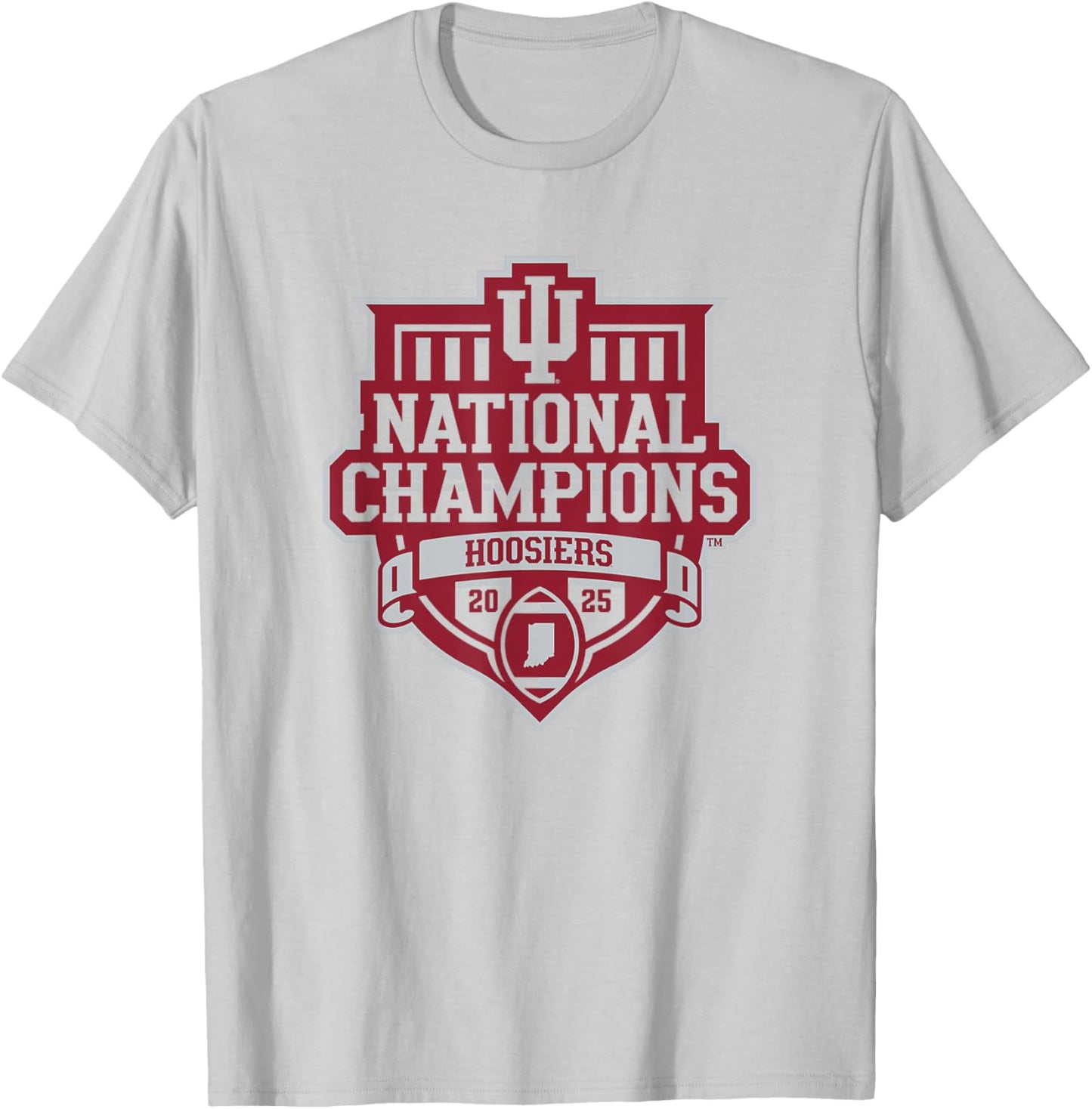 Indiana Hoosiers National Champs 2025 Football Official Logo T-Shirt - T-Shirt | Ash