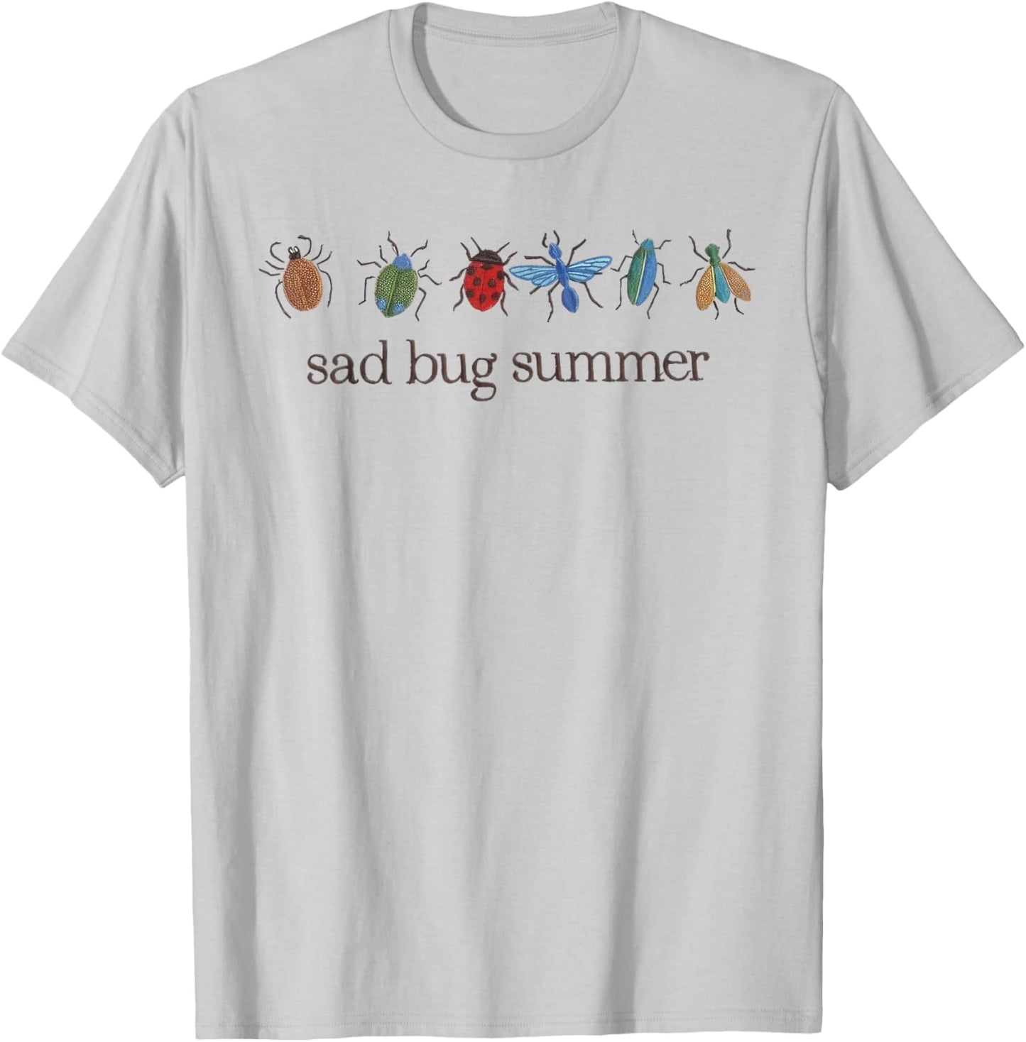 Sad Bug Summer Funny Insect Inspired Indie Aesthetic T-Shirt - T-Shirt | Ash