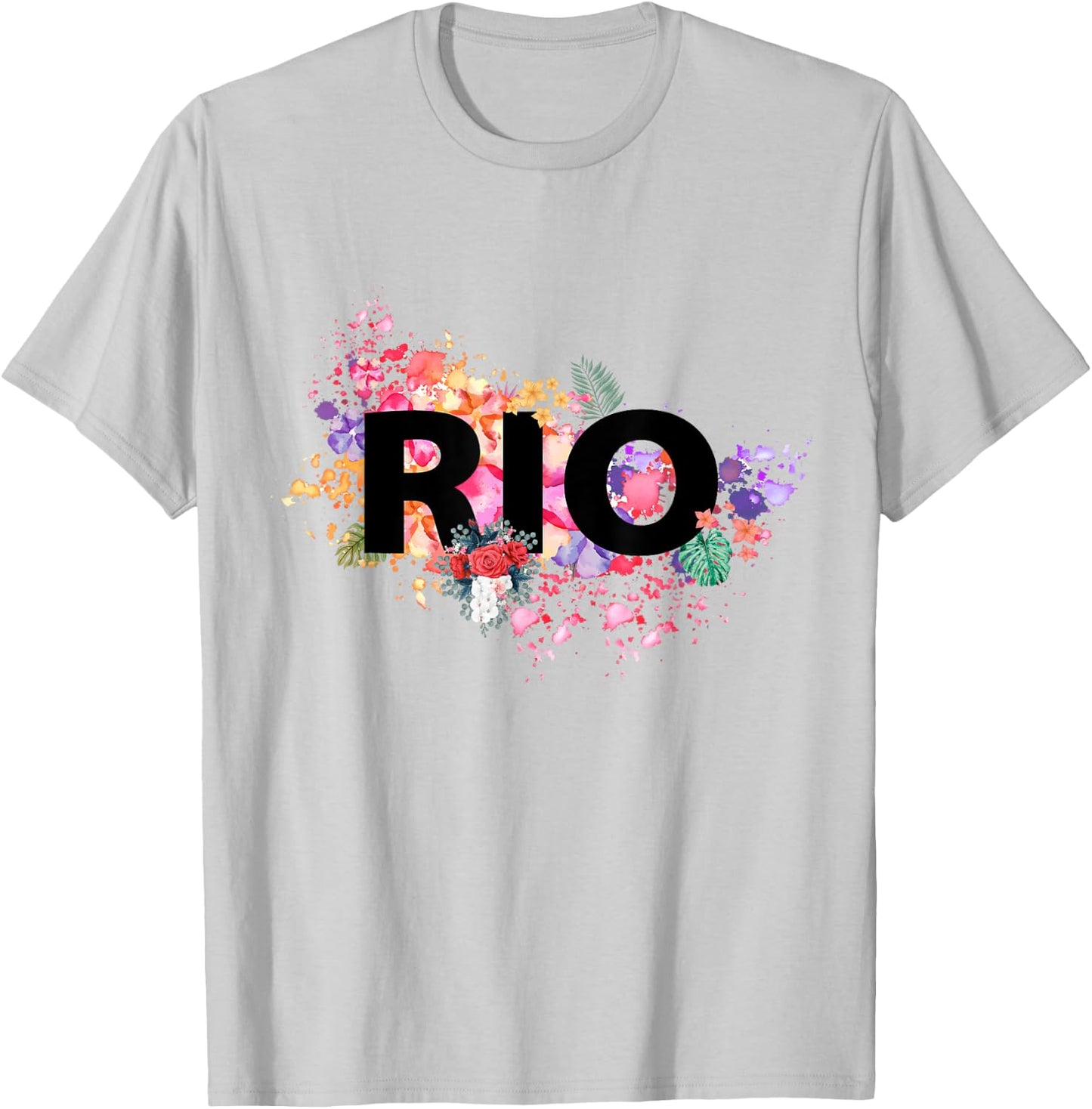 Rio De Janeiro Brazil Vacation with Tropical Hibiscus Flower T-Shirt - T-Shirt | Ash