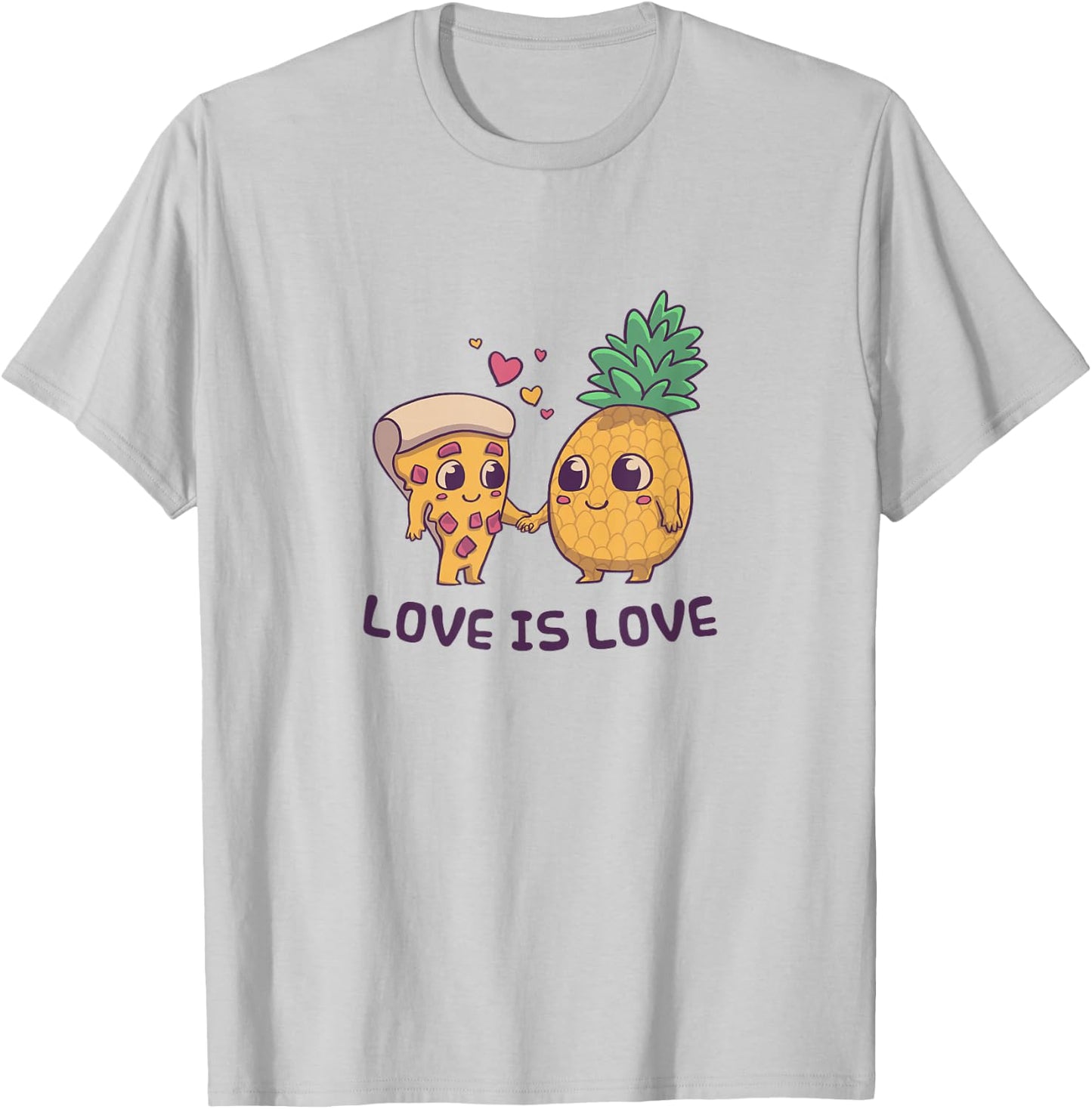 Love Cute Pride Pineapple Pizza T-Shirt - T-Shirt | Ash