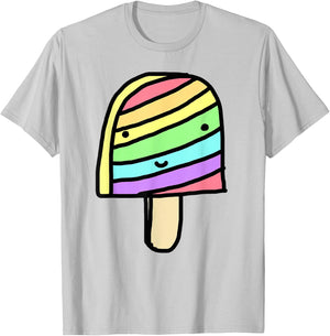 Funny and Cute Rainbow Popsicle Ice Cream for Kids T-Shirt - T-Shirt | Ash
