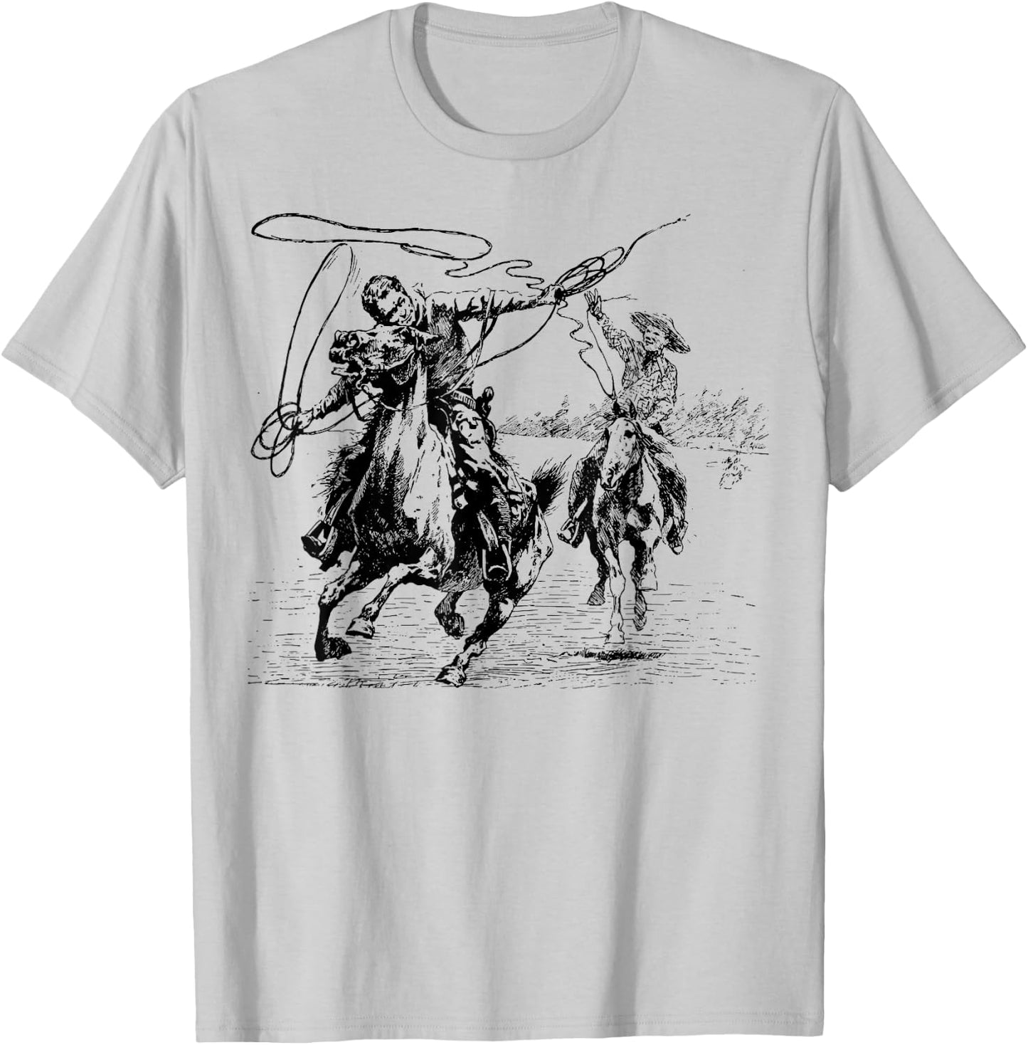 Cowboy Rodeo Cow Horse Yeehaw Novelty Vintage Retro T-Shirt - T-Shirt | Ash