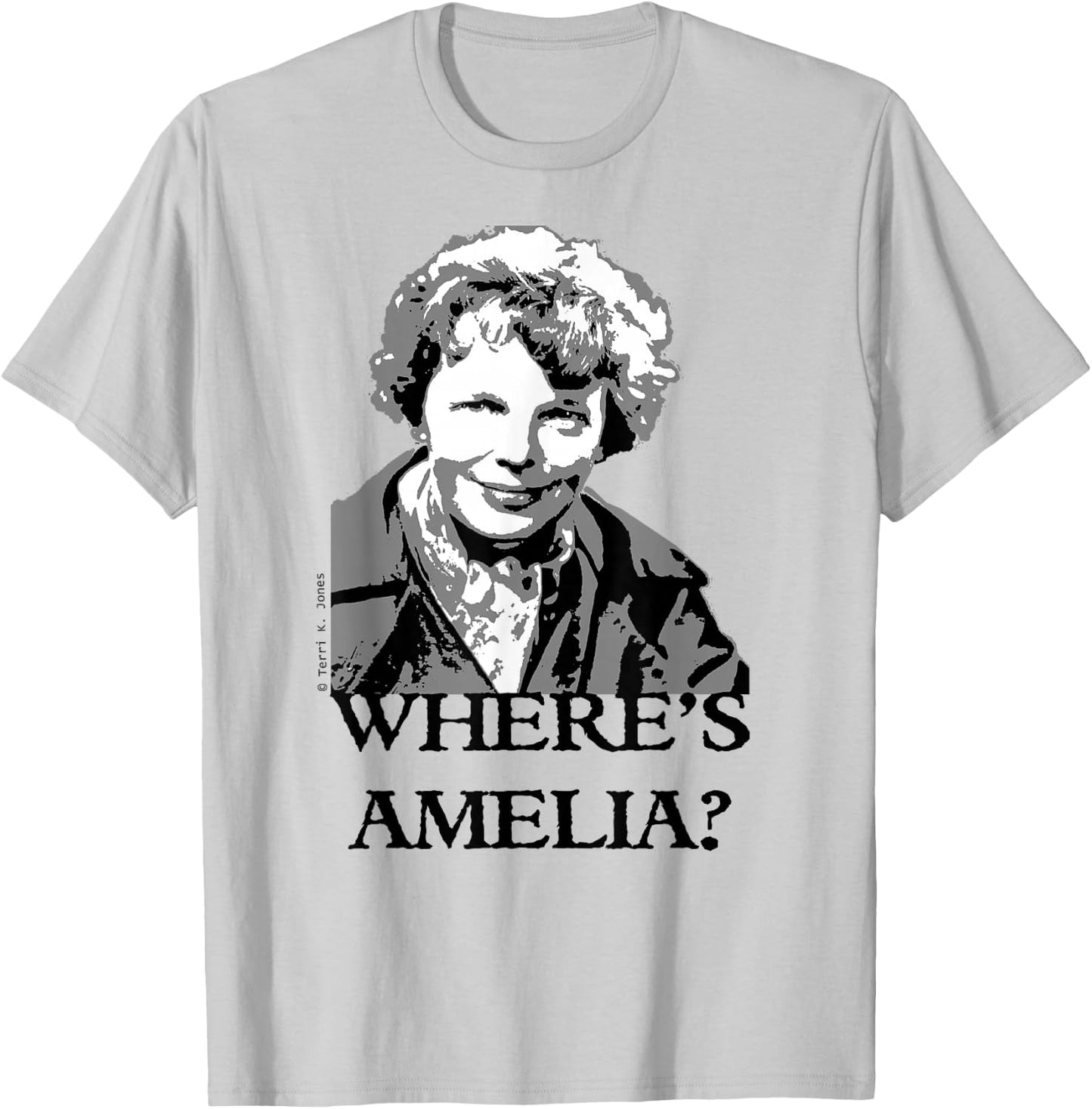 Where's Amelia? Missing Person Female Aviator T-Shirt - T-Shirt | Ash