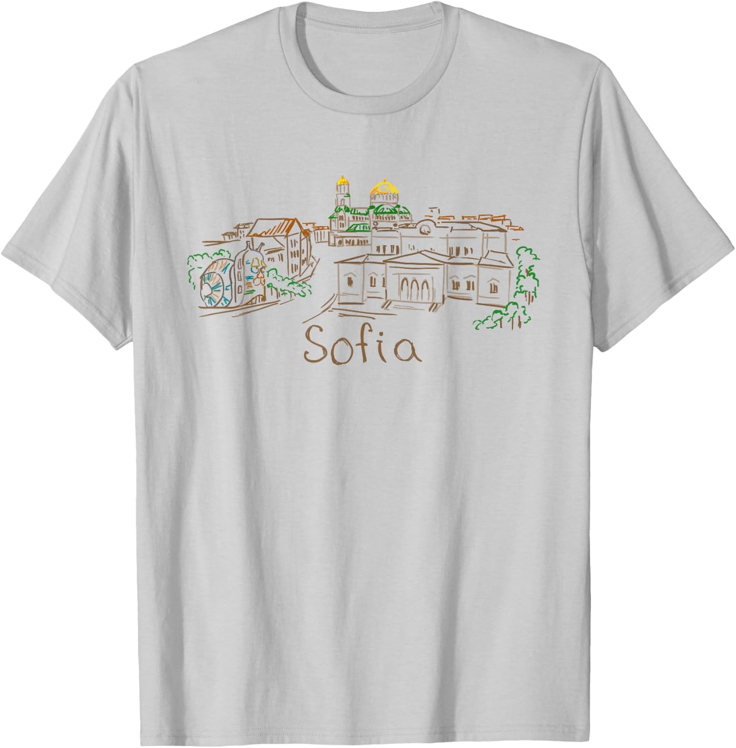 Sofia Bulgaria Travel Souvenir Historic City Panorama Gift T-Shirt - T-Shirt | Ash