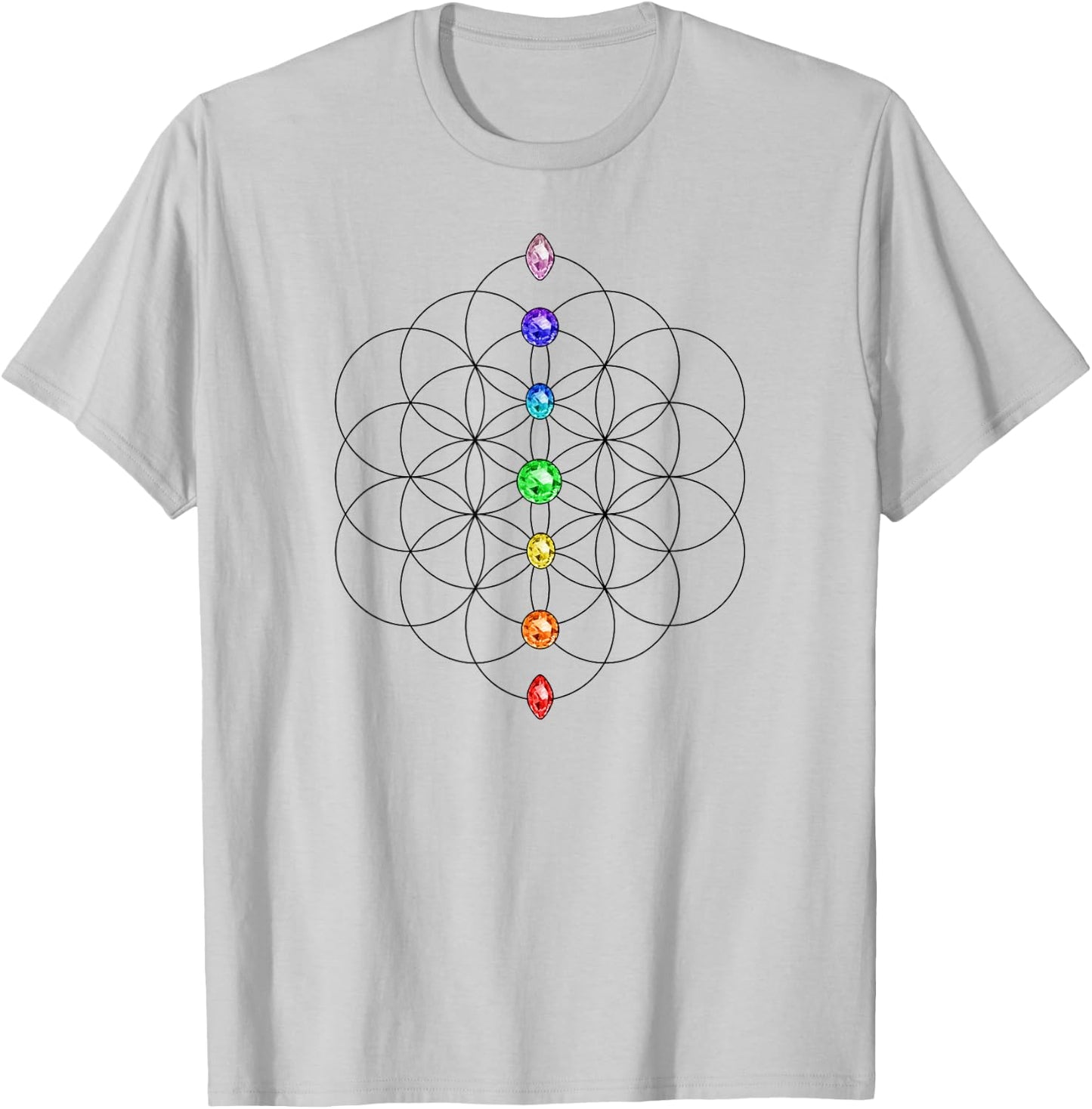 Flower of Life, Chakra, Sacred Geometrie, Yoga, Symbol T-Shirt - T-Shirt | Ash