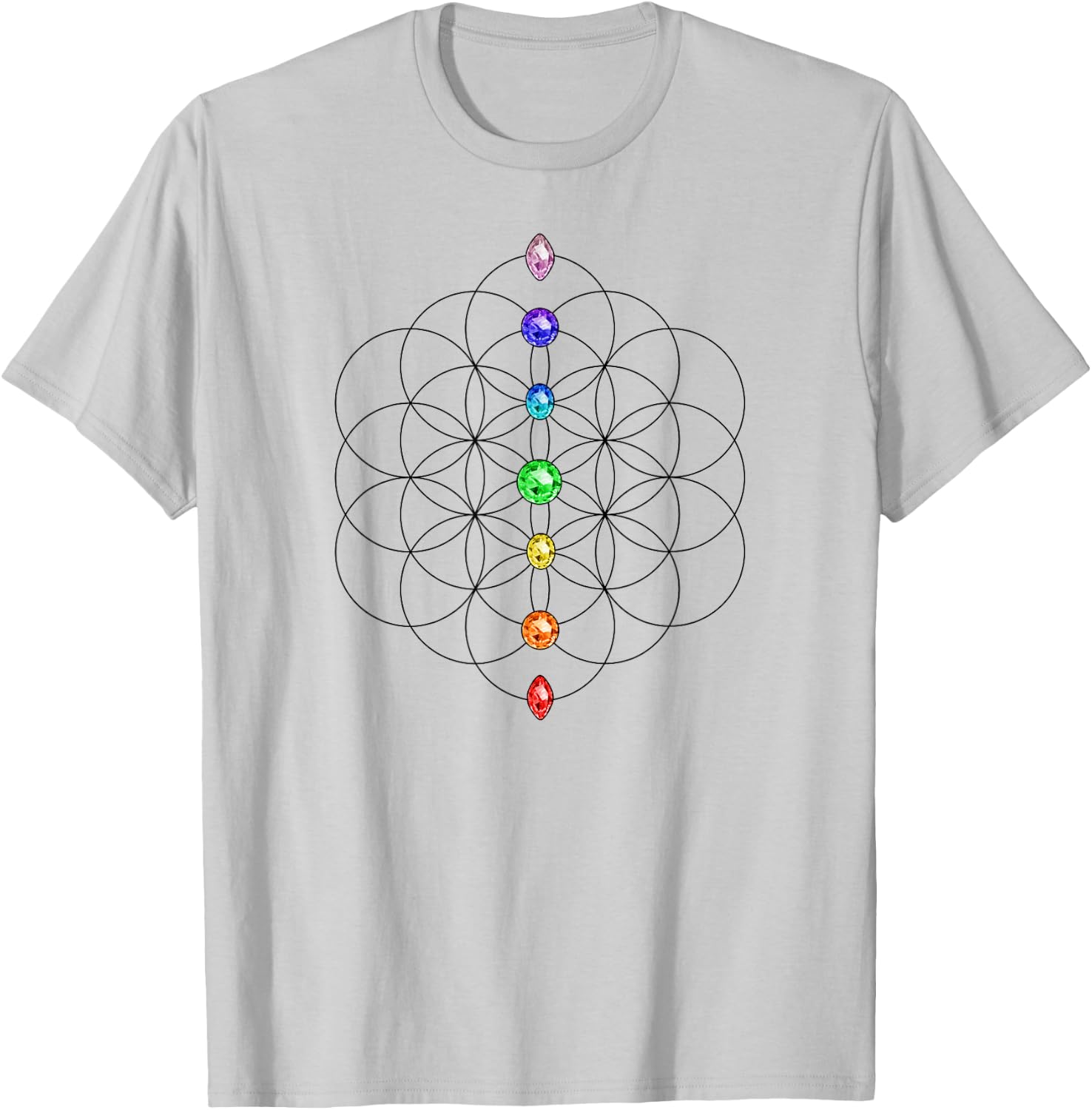 Flower of Life, Chakra, Sacred Geometrie, Yoga, Symbol T-Shirt - T-Shirt | Ash