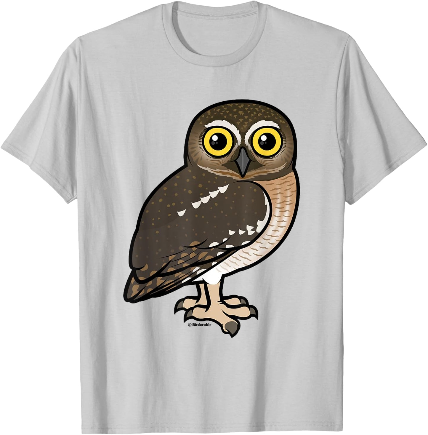Cute Cartoon Elf Owl Birdorable Illustrated Bird T-Shirt - T-Shirt | Ash