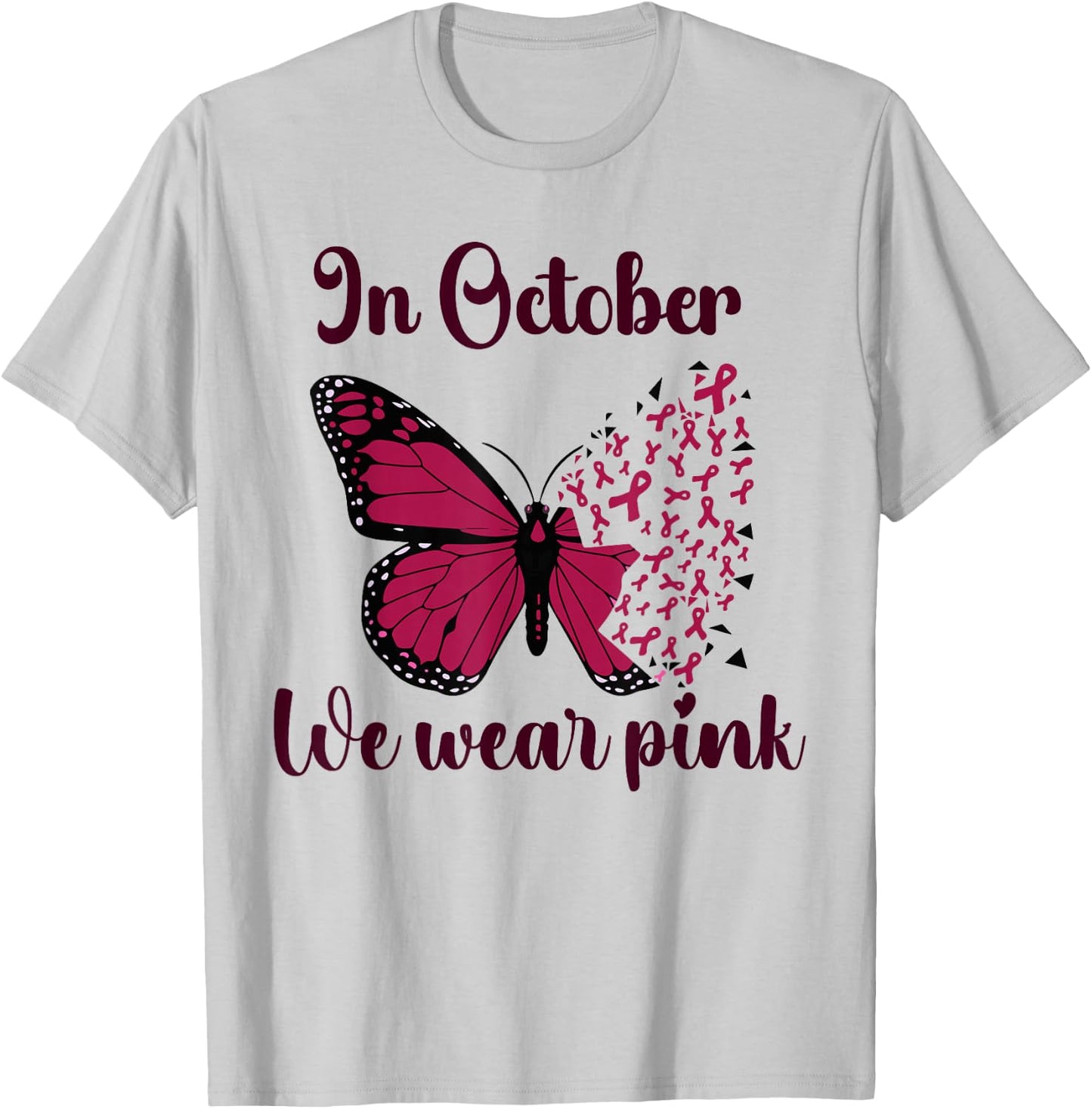 Halloween In October We Wear Pink Breast Cancer Awareness T-Shirt - T-Shirt | Ash
