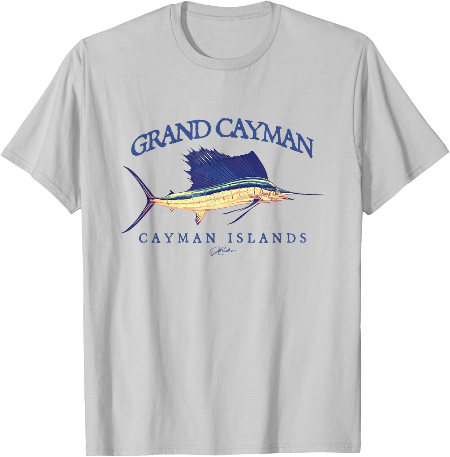 JCombs: Grand Cayman Cayman Islands Vintage Sailfish T-Shirt - T-Shirt | Ash