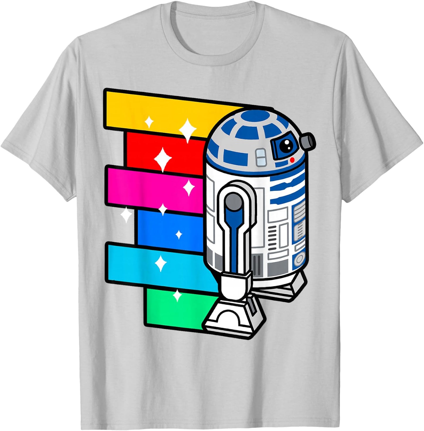 Star Wars R2-D2 Rainbow Roll Cartoon Graphic T-Shirt - T-Shirt | Ash