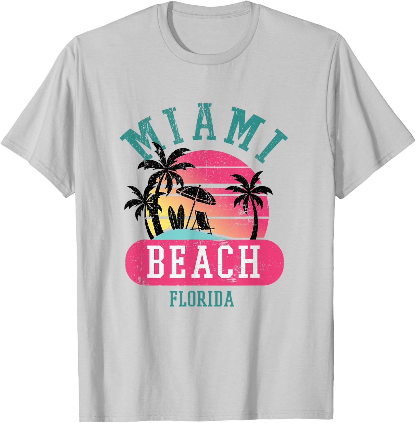 Retro Cool Miami Beach Florida Beaches Shirt T-Shirt - T-Shirt | Ash