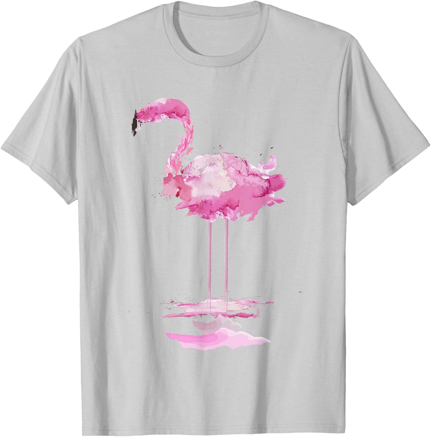 PINK FLAMINGO Watercolor Shirt | Bird Painter Gift T-Shirt - T-Shirt | Ash