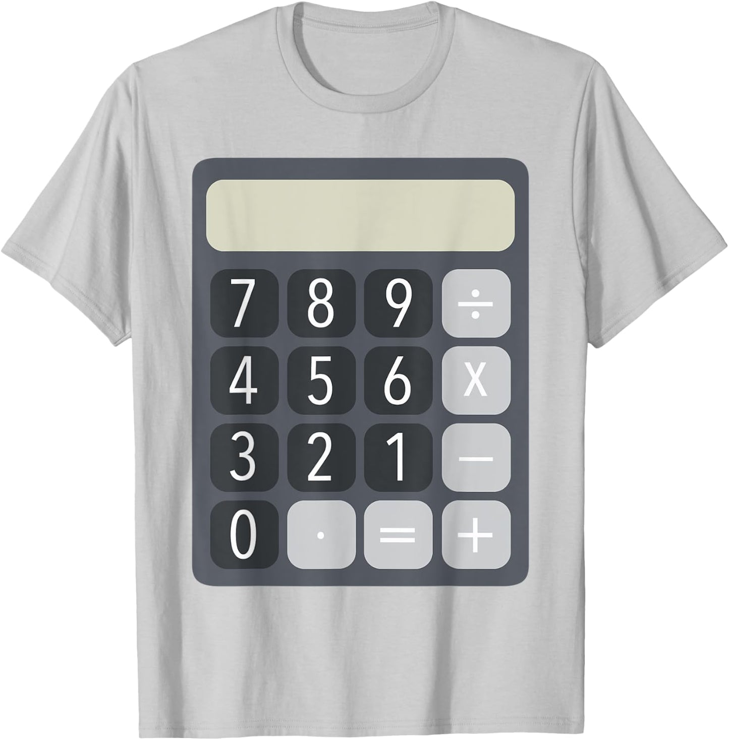 HalloAndWeenCostumes Adult Calculator Costume , Grey, XL, Short Sleeve, Classic Fit, Pull On, Halloween, Costume Party T-Shirt - T-Shirt | Ash