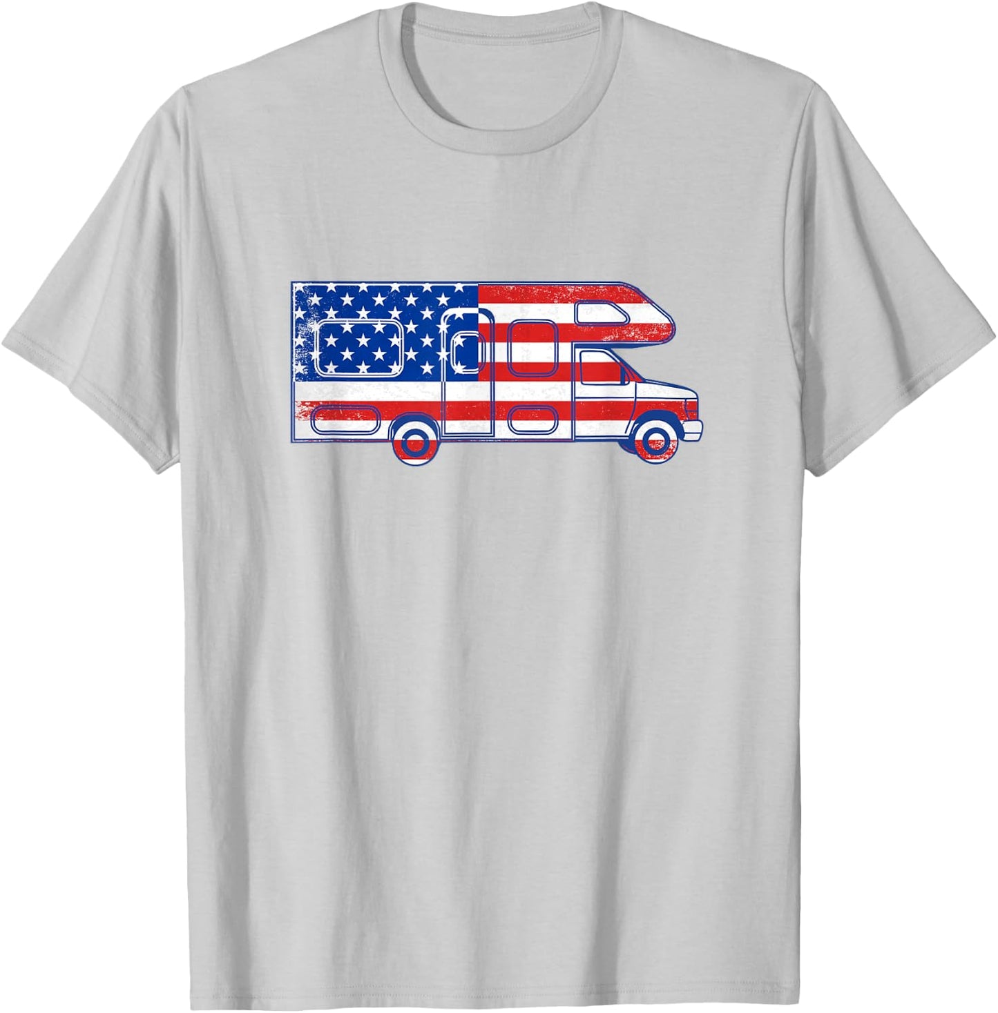 American Flag RV Class C Camper Vintage Women Men T-Shirt - T-Shirt | Ash