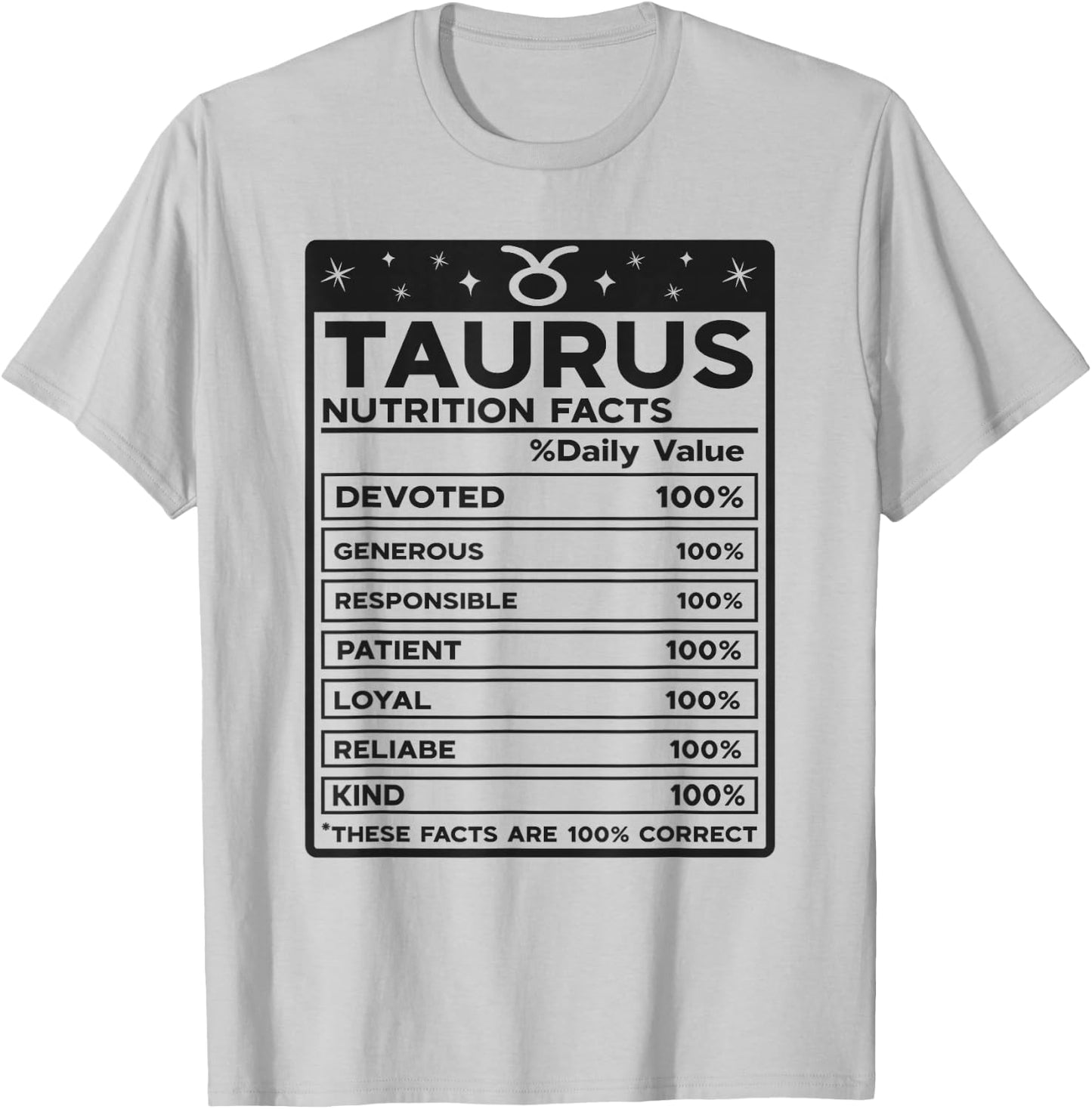 Taurus Nutritional Style Zodiac Design, Taurus T-Shirt - T-Shirt | Ash