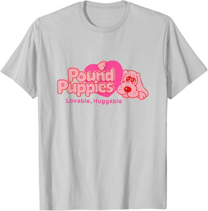 Pound Puppies Valentine's Day Lovable Huggable Chest Logo T-Shirt - T-Shirt | Ash