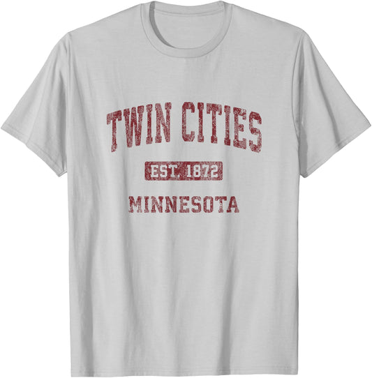 Twin Cities Minnesota MN Vintage Athletic Sports Design T-Shirt - T-Shirt | Ash