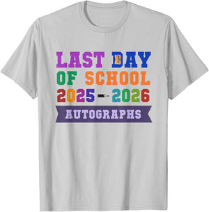 Vintage School Last Day 2026 Sign My Autographs Kids DIY Art T-Shirt - T-Shirt | Ash