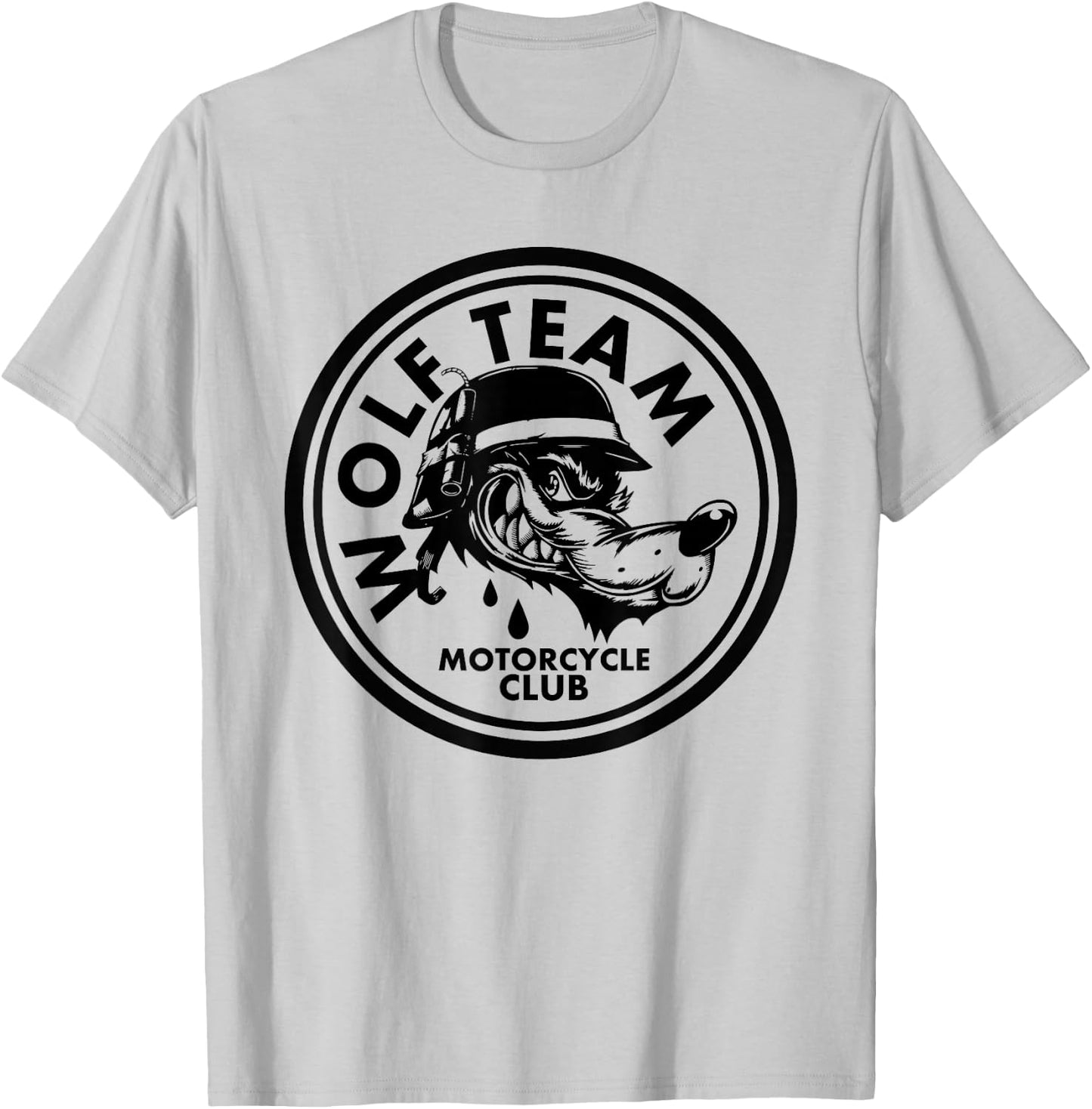 Motorcycle Club with Wolf Design Artwork T-Shirt - T-Shirt | Ash