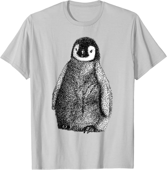 Cute Baby Emperor Penguin Illustration T-Shirt - T-Shirt | Ash