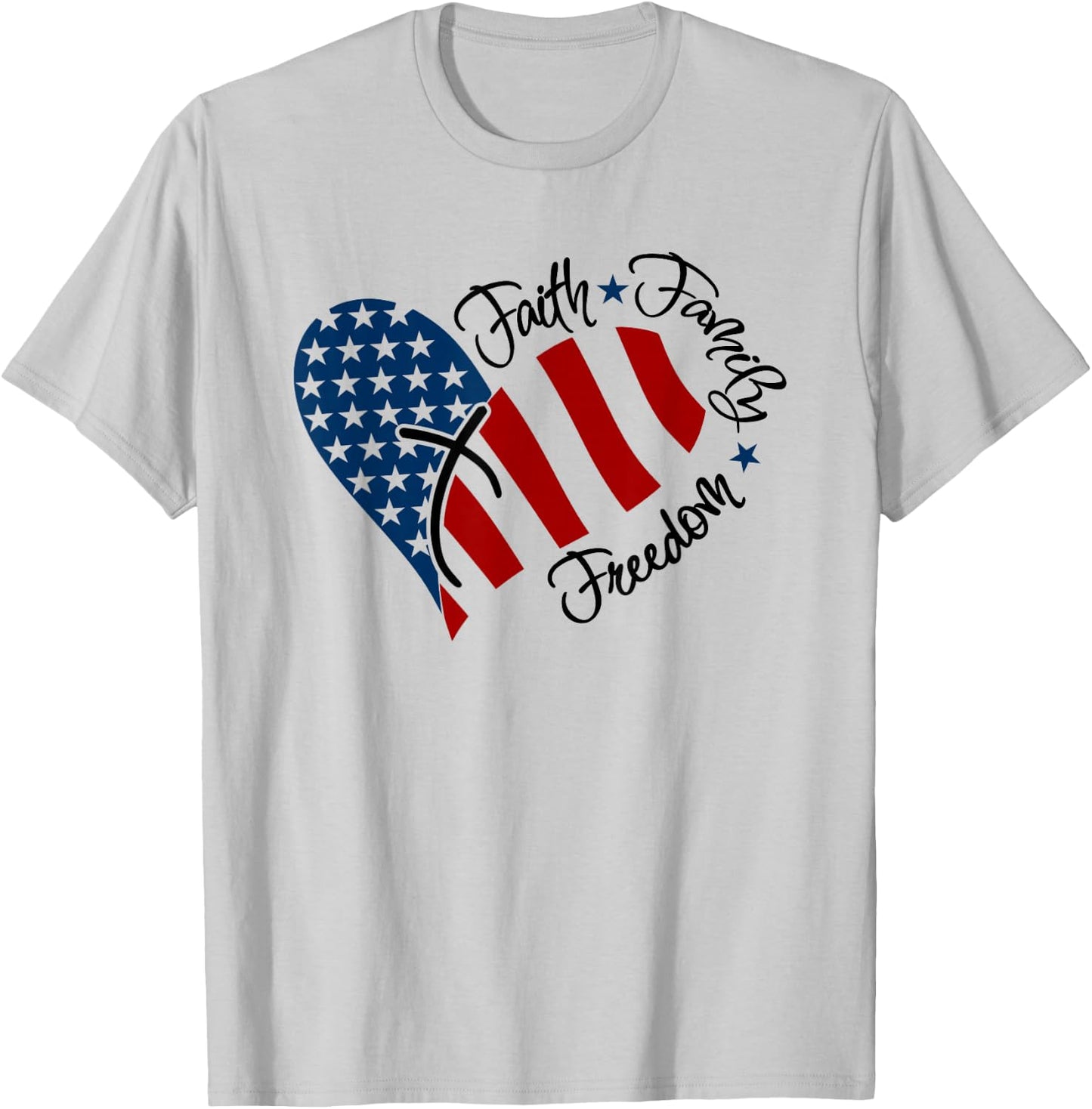 Faith Family Freedom America T Shirt T-Shirt - T-Shirt | Ash