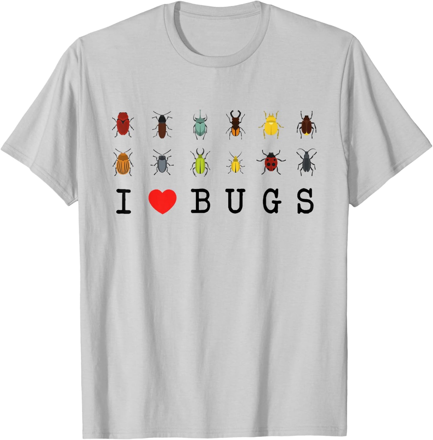I Love Bugs Insects Beetles Bug Art For Kids Boys T-Shirt - T-Shirt | Ash