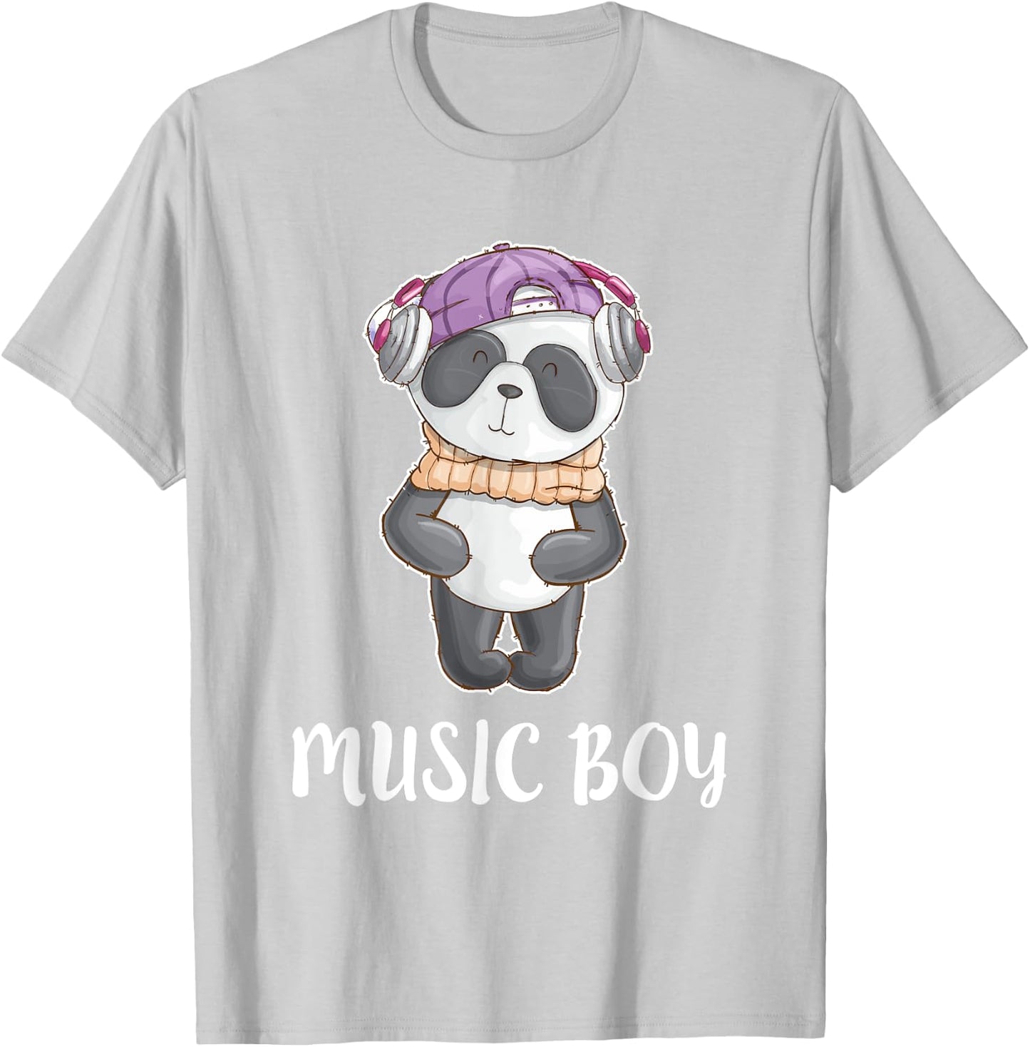 Dj Panda Headphones T Shirt Cute Music Boys Kids T-Shirt - T-Shirt | Ash