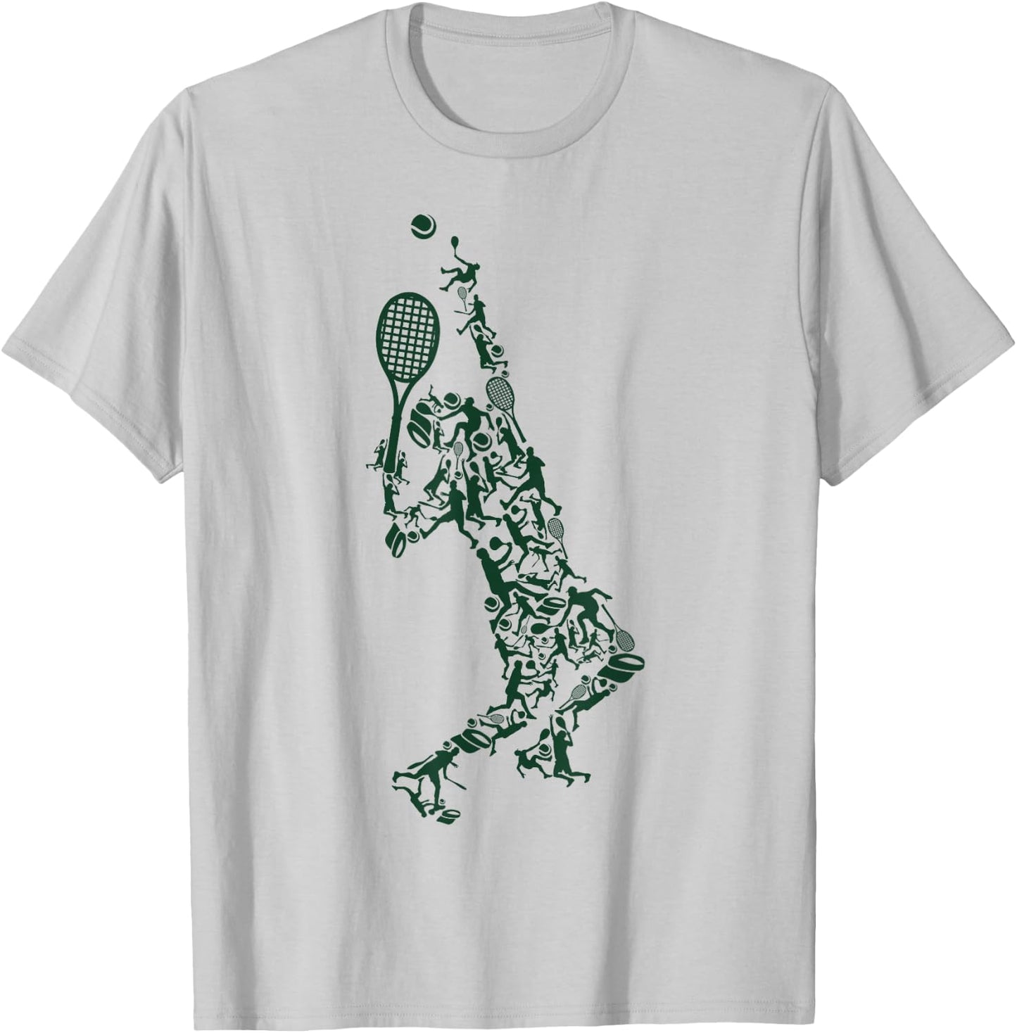 Tennis T Shirt - Player Positions Balls Racket in drawing T-Shirt - T-Shirt | Ash