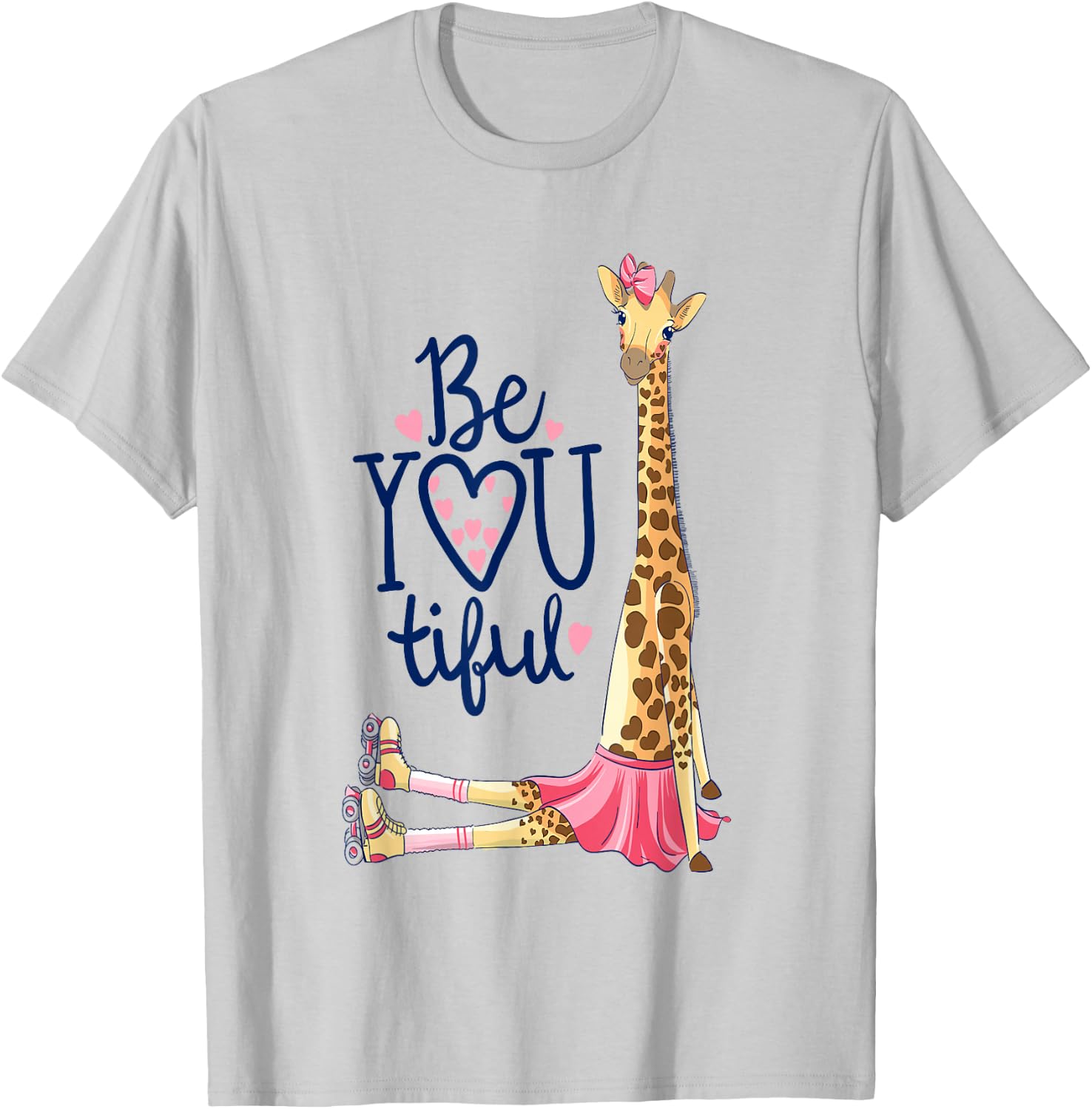 Beautiful Giraffe | Inspire Be You Giraffe Animal T-Shirt - T-Shirt | Ash