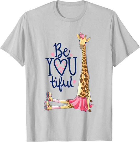 Beautiful Giraffe | Inspire Be You Giraffe Animal T-Shirt - T-Shirt | Ash