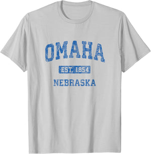 Omaha Nebraska NE Vintage Athletic Sports Design T-Shirt - T-Shirt | Ash