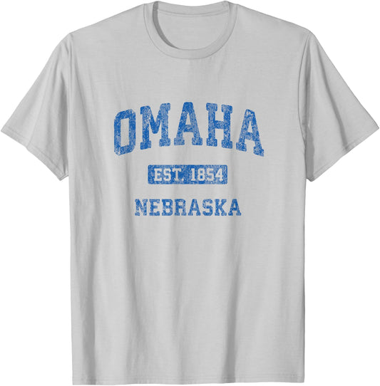 Omaha Nebraska NE Vintage Athletic Sports Design T-Shirt - T-Shirt | Ash