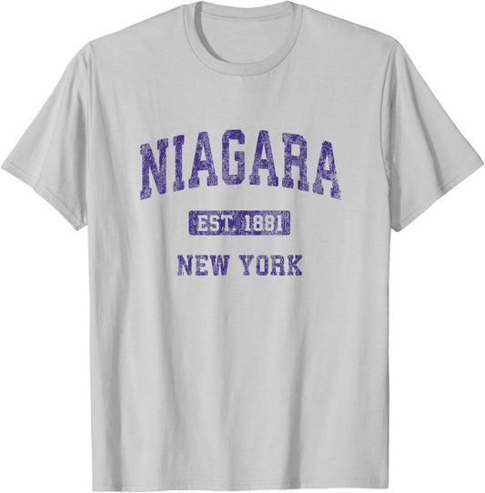 Niagara New York NY Vintage Athletic Sports Design T-Shirt - T-Shirt | Ash