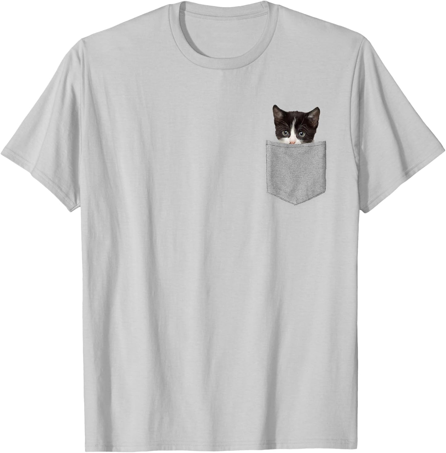 Cute Cat Peeking in Pocket Cat Lover T-Shirt - T-Shirt | Ash