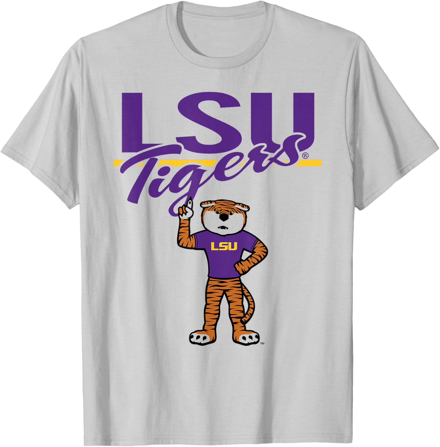 LSU Tigers Mascot White Officially Licensed T-Shirt - T-Shirt | Ash
